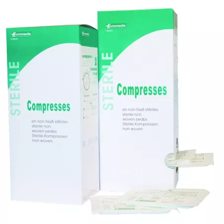 Compresse en non-tissé stérile 40 g/m², 4 plis, boîte de 200
