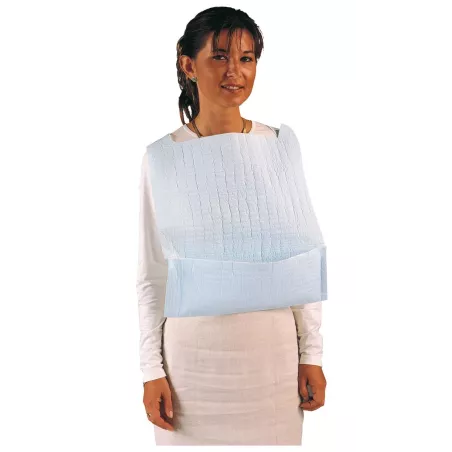Bavoir W en polyéthylène avec poche, carton de 1000 pièces