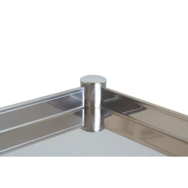 Guéridon 2 plateaux inox sans galeries, bords tombés ou relevés