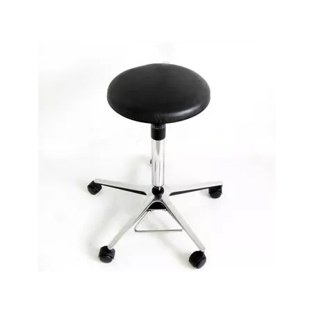 Tabouret à vérin inversé, pied 5 branches en inox, commande au pied