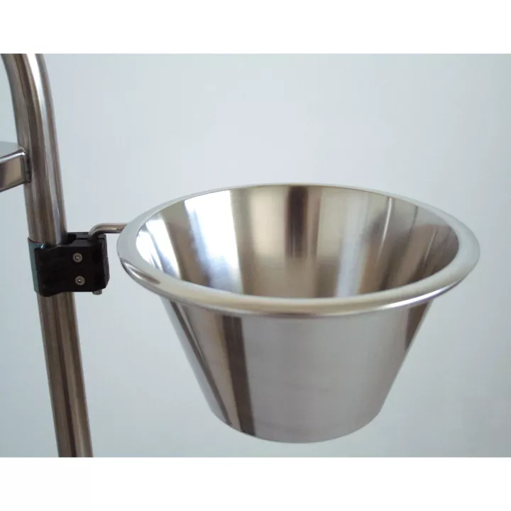 Porte cuvette avec cuvette inox D. 200 mm pour chariots médicaux