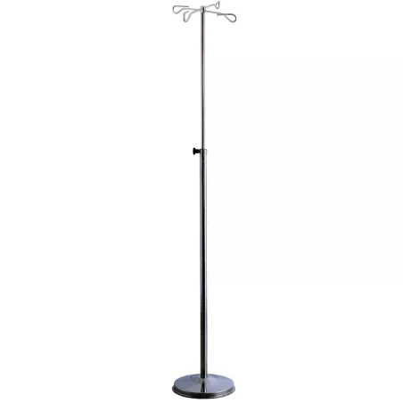 Porte sérum avec pied en fonte, 2 ou 4 crochets inox hauteur 2000 mm