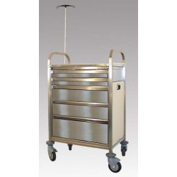 Chariot d'urgence complet tout inox 700 x 445 mm