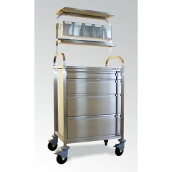 Chariot d'anesthésie complet tout inox 700 x 445 mm