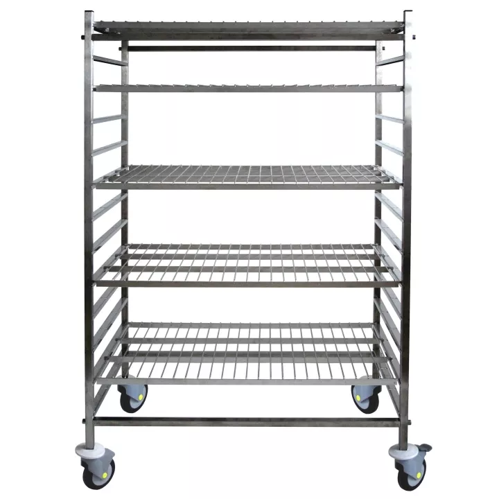 Rayonnages mobiles en inox, hauteur 1855 mm, sans étagère