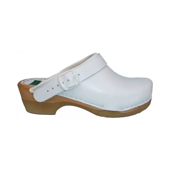 Sabot SAFTY bois à semelle flexible, blanc, non perforés, du 35 au 46
