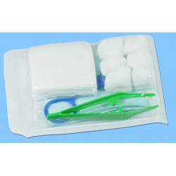 Set de pansement sans champ , 4 alvéoles, 5 tampons,5 compresses, x50