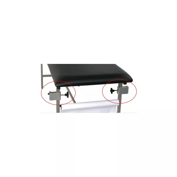 Etaux de fixation pour étriers ou porte-jambes pour divan d'examen