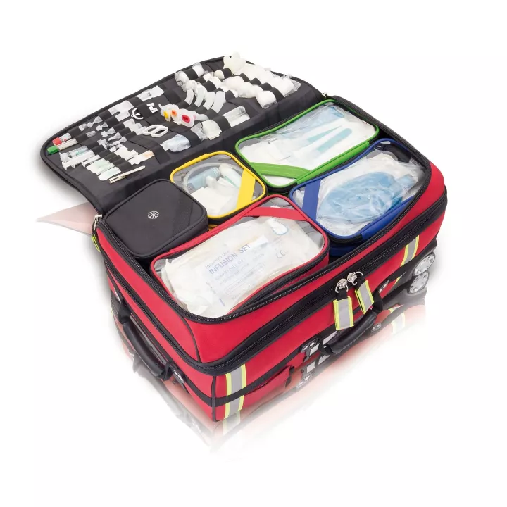 Sac urgence Oxygène Emerair à roulettes, Rouge