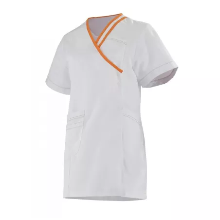 Tunique femme manches courtes LILEE, blanc / orange, T0 à T6