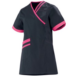 Tunique femme manches courtes LILEE, noir / rose fuschia, T0 à T6