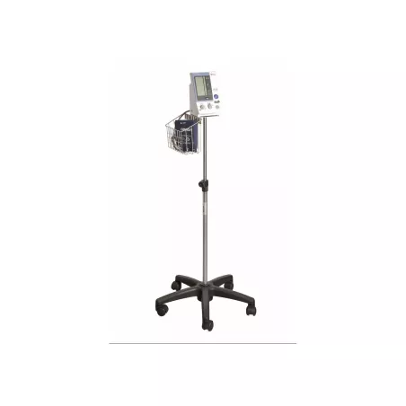 Pied mobile à roulettes, tige inox 5 branches, pour OMRON 907