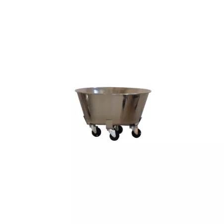 Bac rond avec chariot inox sur 4 roulettes