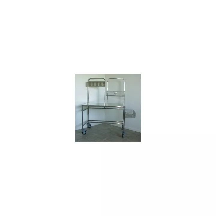 Table de conditionnement en inox sur roulettes, soudée