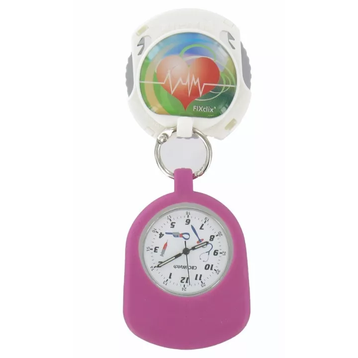 Montre Infirmièr(e), fixation brevetée fixclix®, 6 couleurs au choix