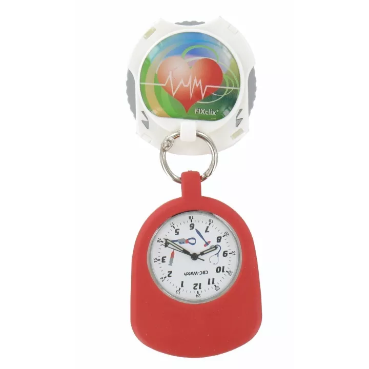 Montre Infirmièr(e), fixation brevetée fixclix®, 6 couleurs au choix