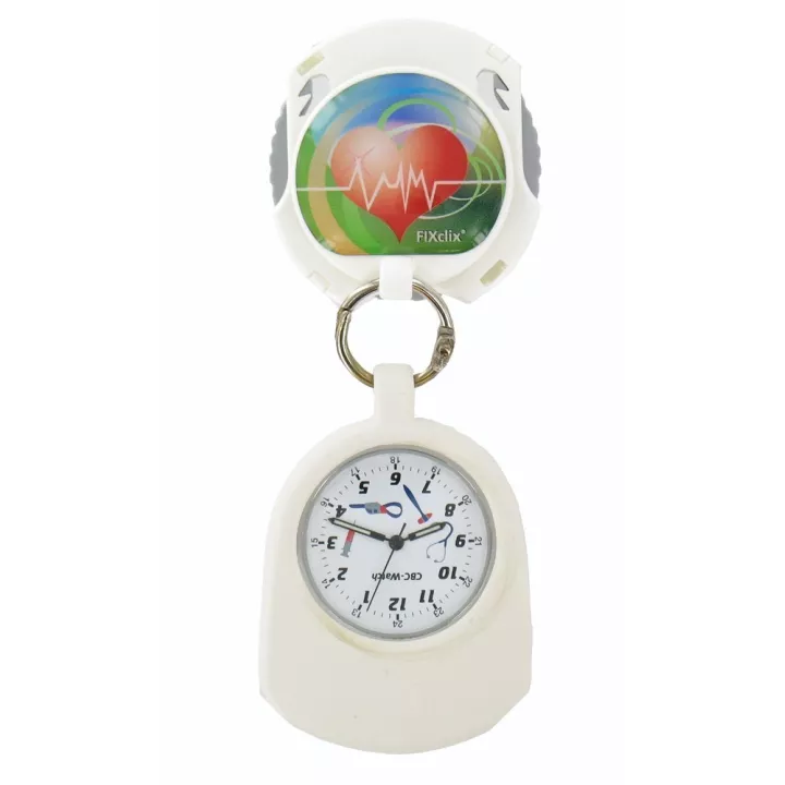 Montre Infirmièr(e), fixation brevetée fixclix®, 6 couleurs au choix
