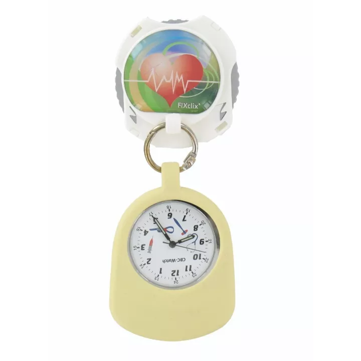 Montre Infirmièr(e), fixation brevetée fixclix®, 6 couleurs au choix