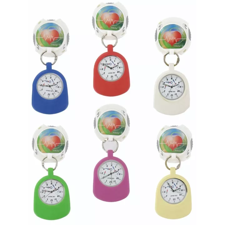 Montre Infirmièr(e), fixation brevetée fixclix®, 6 couleurs au choix