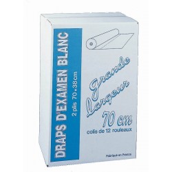 Drap d'examen blanc, Largeur 70 x 38 cm, 100 formats, Lot de 12 rlx