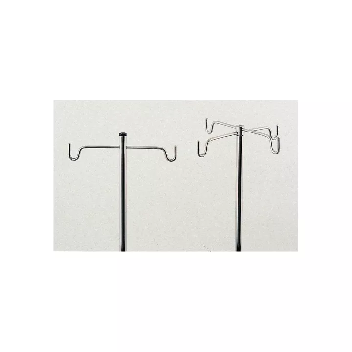 Porte sérum avec pied quadripode inox, 2 ou 4 crochets