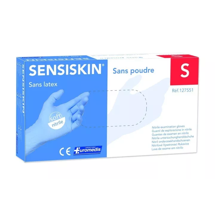 Gants d'examens SENSISKIN nitrile bleu violet, sans poudre