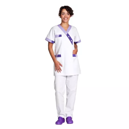 Tunique femme "Timbi", couleur blanc et violet
