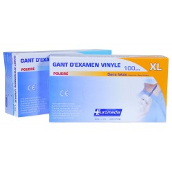 Gants d'examen vinyle, 240 mm , poudrés, boîte de 100