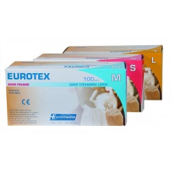 Gants d'examen latex Eurotex, 240 mm, sans poudre, boîte de 100