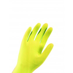 Gants de ménage latex floqué, 300 mm, jaune, lot de 12 paires