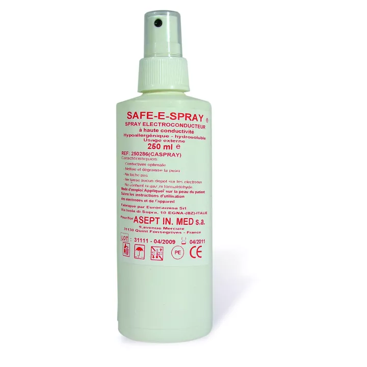 Gel de contact ECG, EEG, Defibrillateur, en spray, flacon de 250 ml