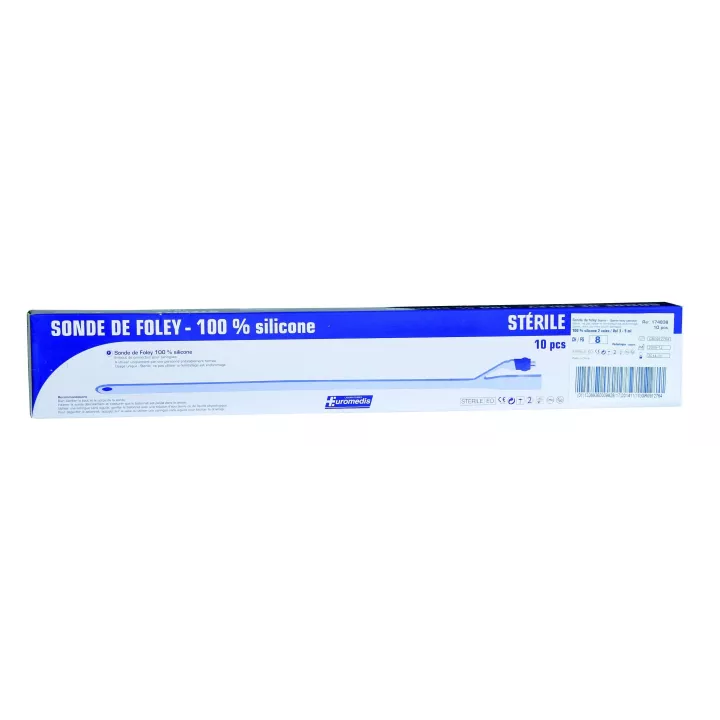 Sonde de Foley 100 % silicone, dimensions au choix, boîte de 10