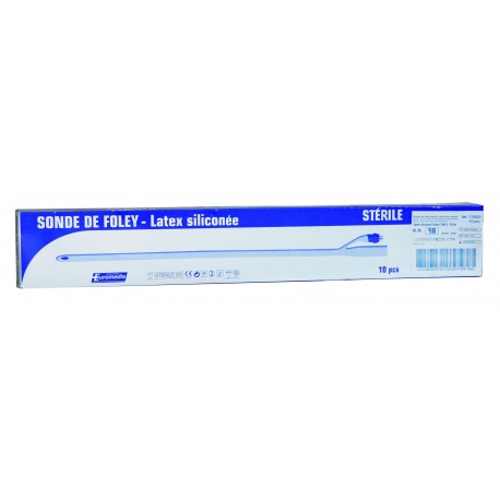 Sonde de Foley béquillée latex siliconé, pour adulte, boîte de 10