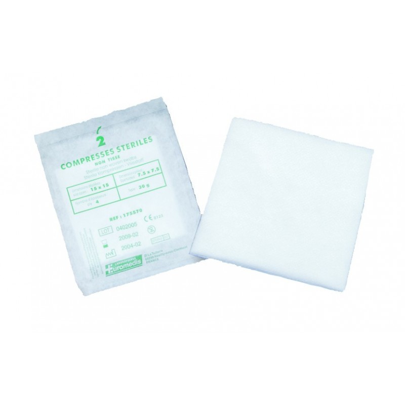 Compresse Non-tissée Stérile - 40g/m2 - Pochette de 2 compresses -  Euromédis