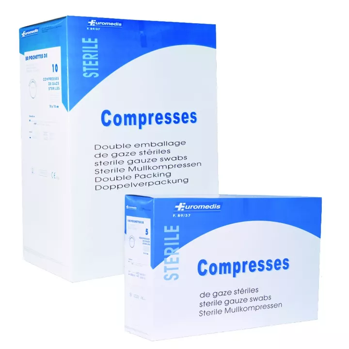 Compresse de gaze stérile, simple emballage, 13 fils, boîte de 80