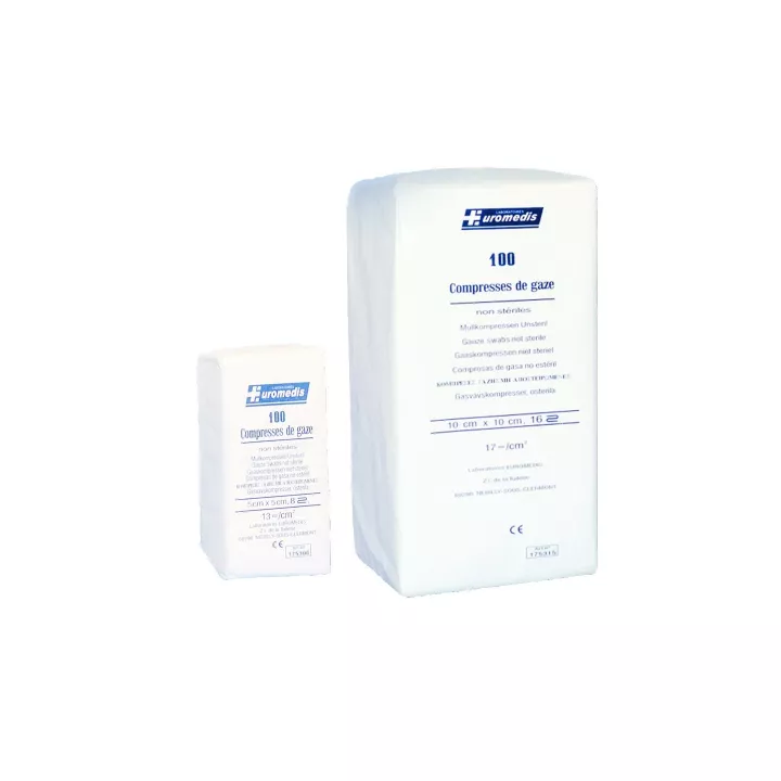 Compresse de gaze non stérile, tissage 13 fils, sachet de 100