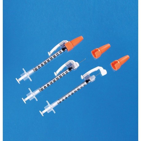 Seringue à insuline avec aiguille sécurisée BD SafetyGlide™, x 100