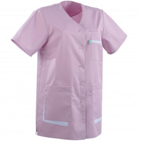 Tunique femme AMANDA encolure en V, mauve / blanc, tailles 0 à 6