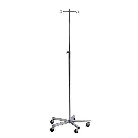 Porte sérum 2 ou 4 crochets, pied 5 branches inox,roues antistatiques