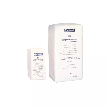 Compresse de gaze non stérile, tissage 13 fils, sachet de 100