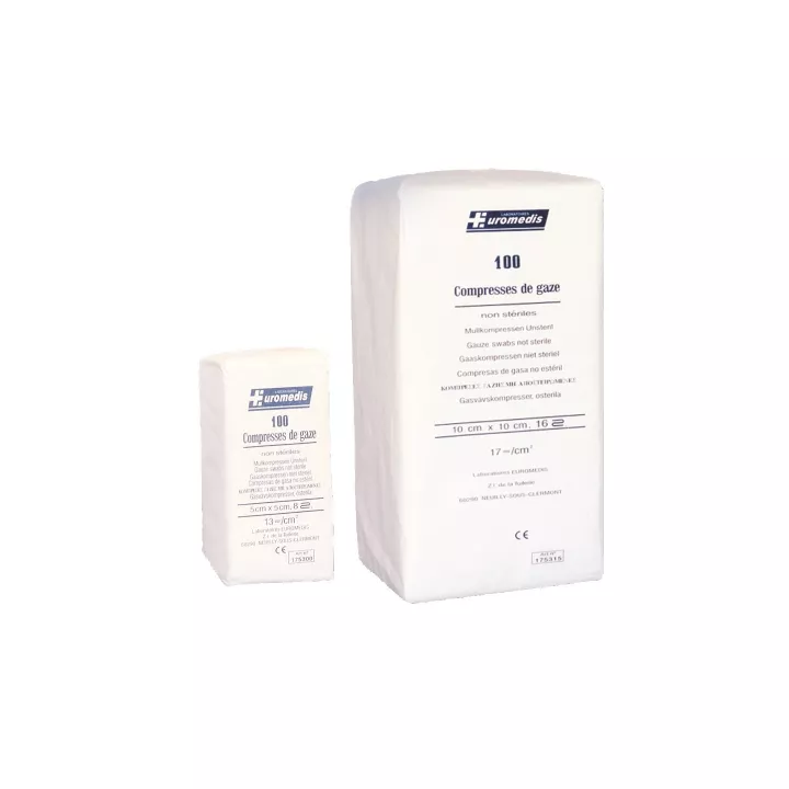 Compresse de gaze non stérile, tissage 13 fils, sachet de 100