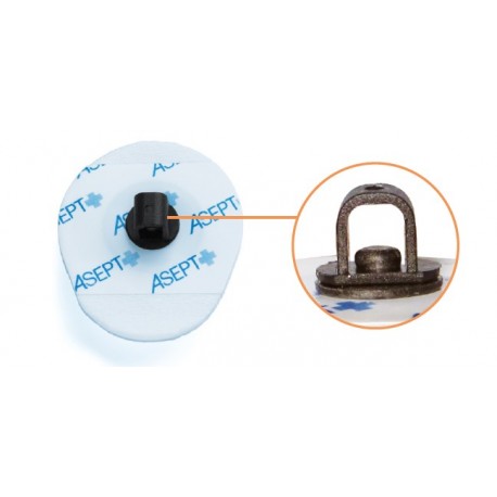 Electrodes prégélifiées, support mousse, ovale 42x36 mm, pontet