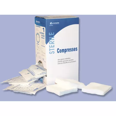 compresse de gaze stériles, simple emballage, 13 fils, boîte de 125