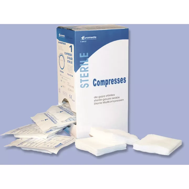 compresse de gaze stériles, simple emballage, 13 fils, boîte de 125