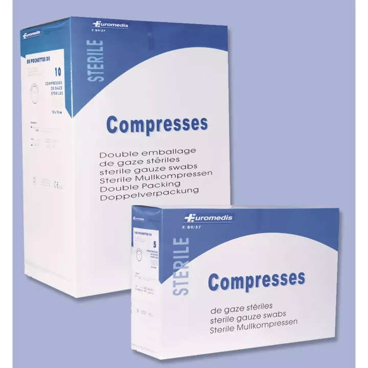 compresse de gaze stériles, simple emballage, 13 fils, boîte de 125