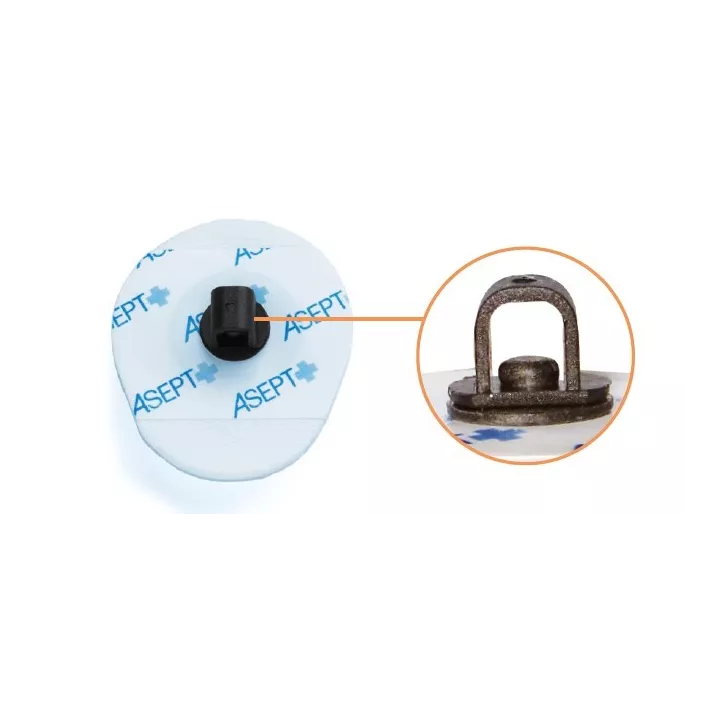 Electrodes prégélifiées, support mousse, ovale 44x28 mm, pontet (x60)
