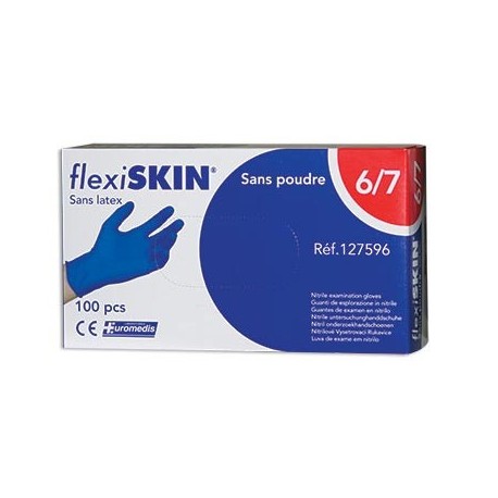 Gants d'examens Flexiskin, nitrile bleu cobalt, sans poudre