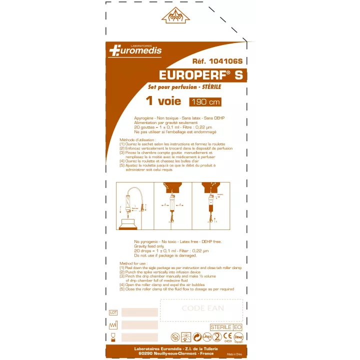 Perfuseur EUROPERF® S sans DEHP, carton de 100
