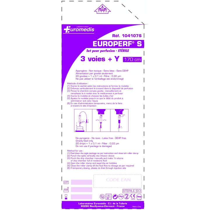 Perfuseur EUROPERF® S sans DEHP, carton de 100