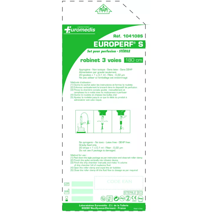 Perfuseur EUROPERF® S sans DEHP, carton de 100